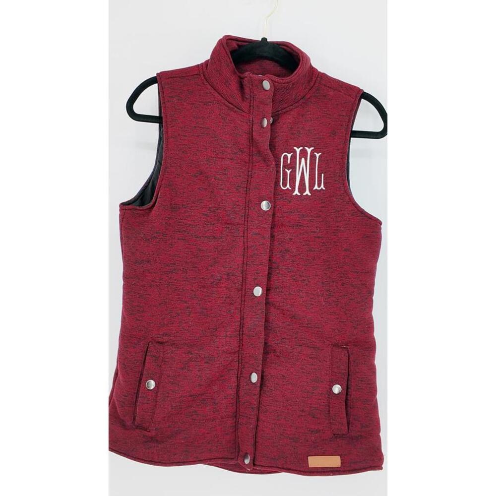 Marleylilly Women's Small Burgundy Quilted Vest Snap Button Pockets Casual
